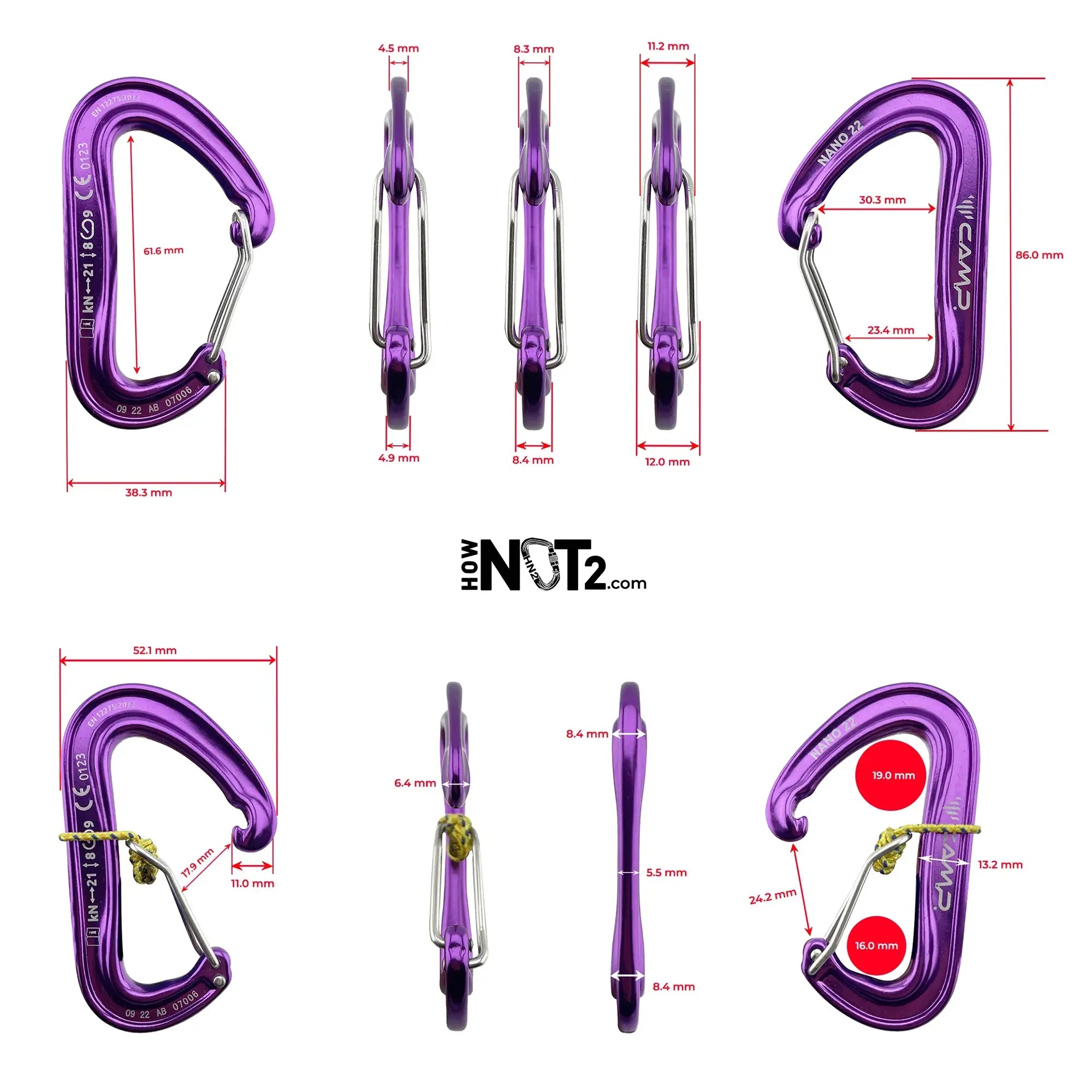 Carabiners with Dimensions