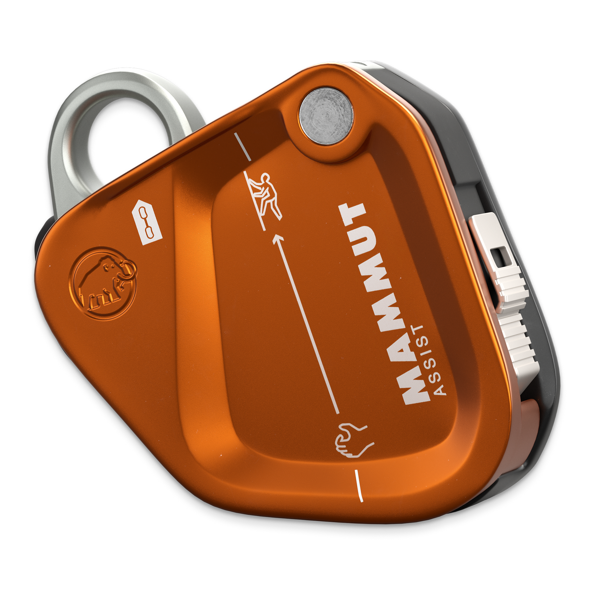Orange Mammut assist device on a white background