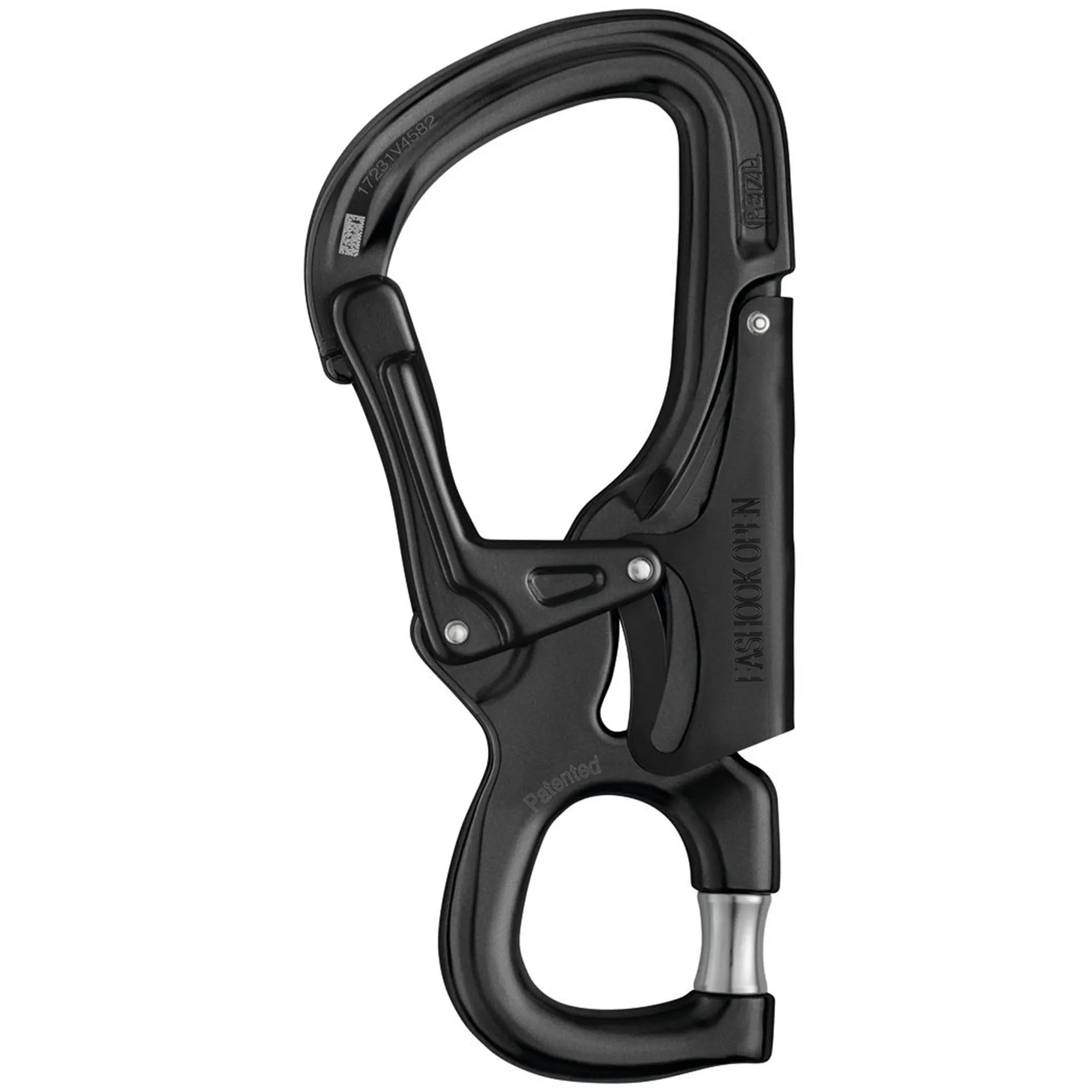 Black carabiner with silver hardware on a white background | #color_Black