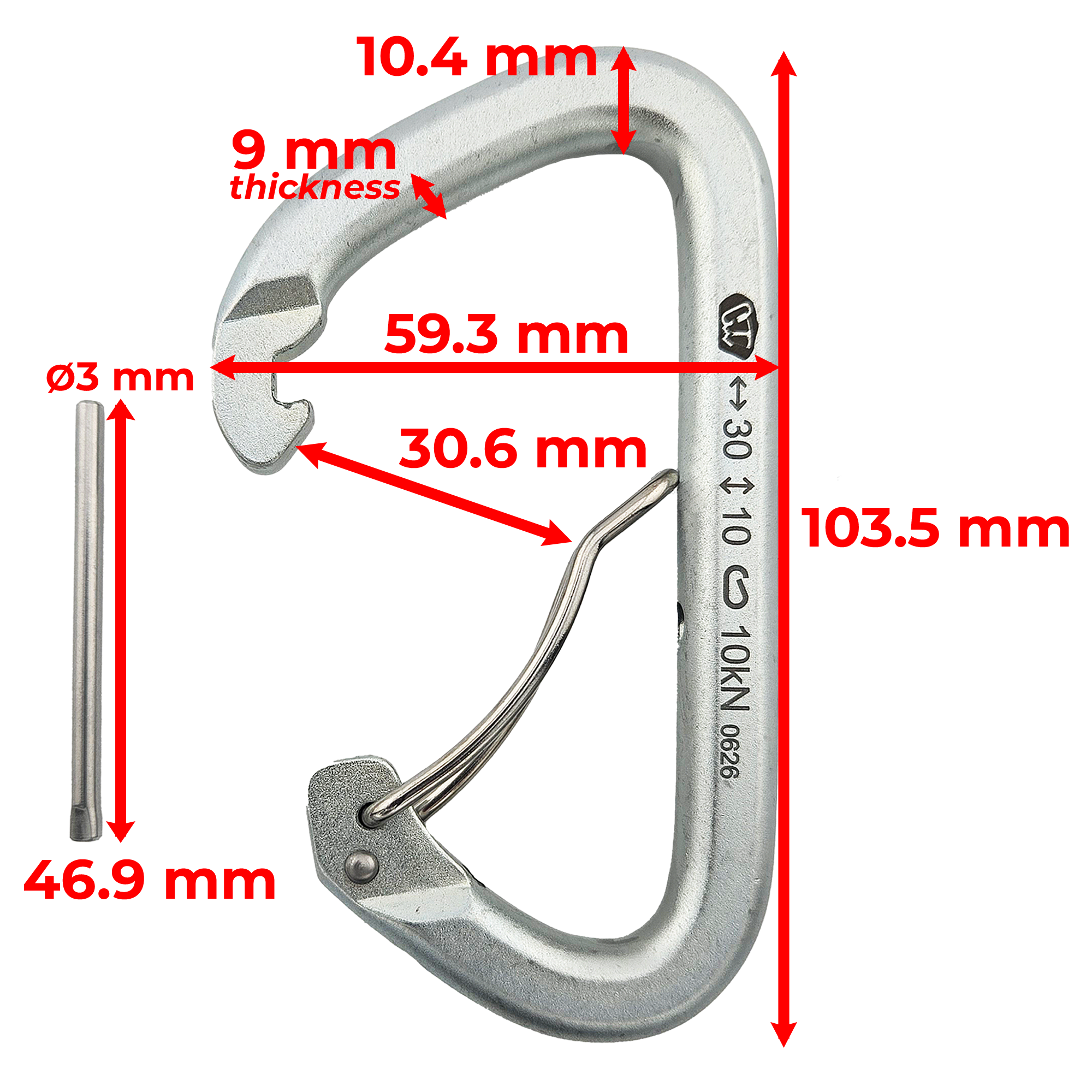 Steel Wiregate Captive Pin Carabiner